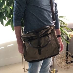 Green cotton canvas backpack